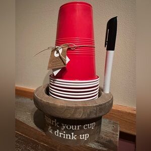 Mud Pie Solo Cup Holder & Sharpie Holder party supplies NWT